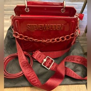 Steve Madden Glossy Deep Red Crossbody Bag